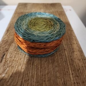 Handwoven Coil Decorative Accent in Blue, Green & Orange - Home Art